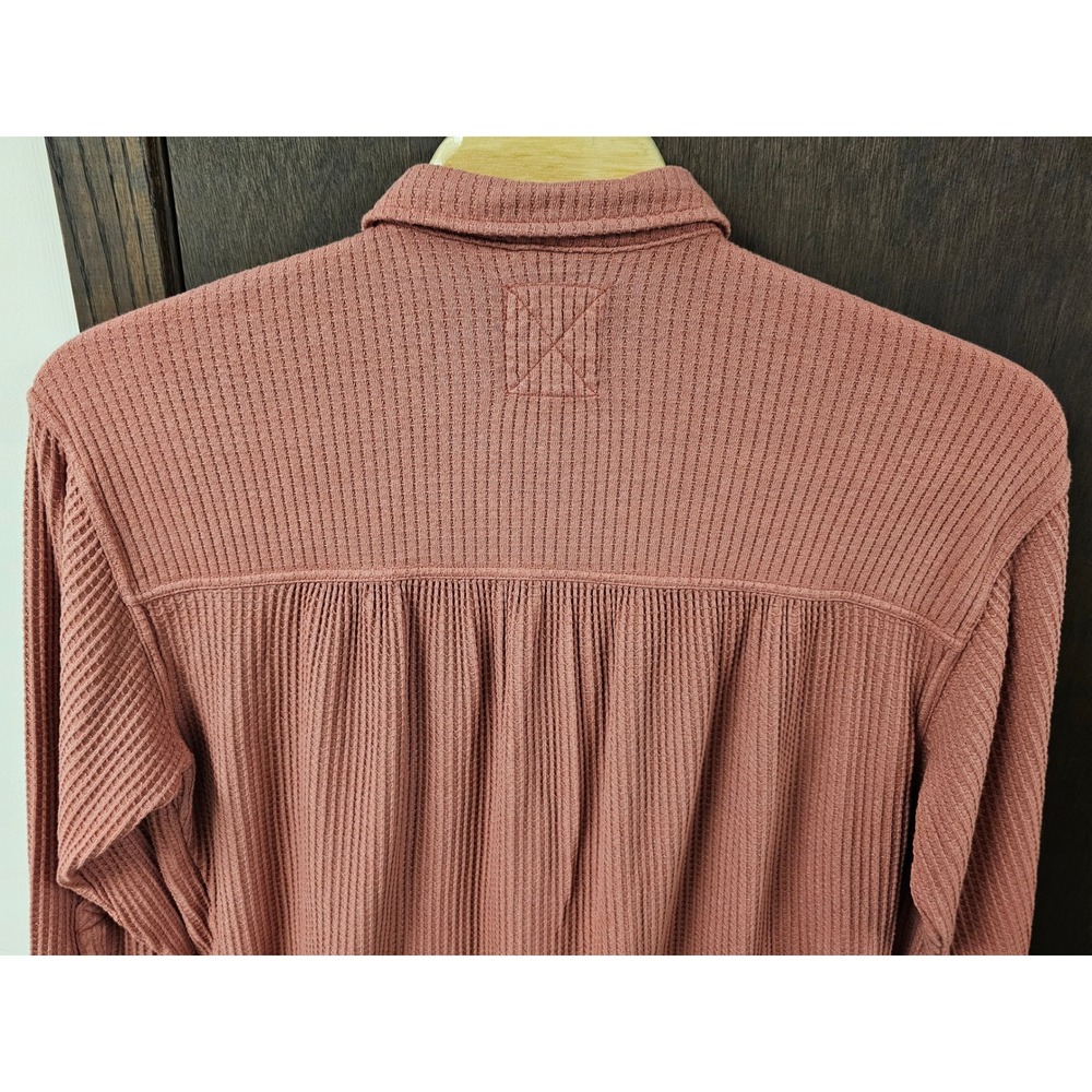 Aerie Lumberjane Waffle Knit Button Down Shirt Dusty Rose Pink Long Sleeve Top L - Picture 2 of 5